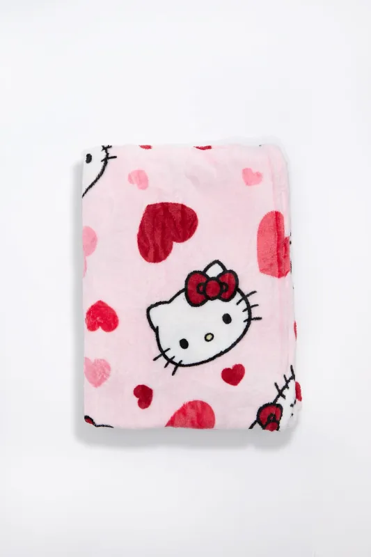 Hello Kitty Heart Printed Plush Throw Blanket sold by Bluenotes