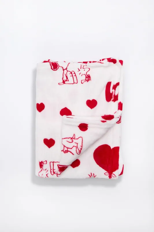 Peanuts Hearts Printed Plush Throw Blanket sold by Bluenotes