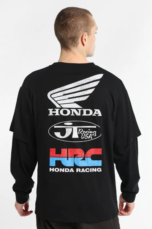 Honda Racing USA Long Sleeve Layered Twofer Tee made by Aeropostale
