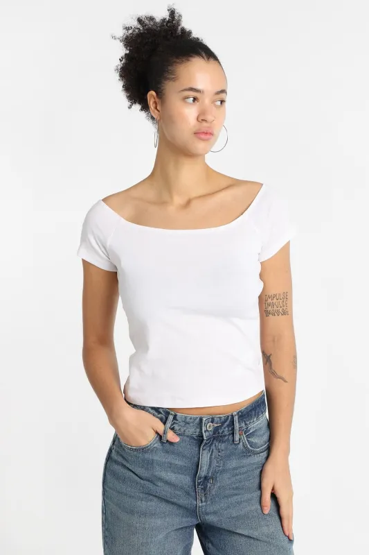 AERO Off-Shoulder Short Sleeve Tee made by Aeropostale