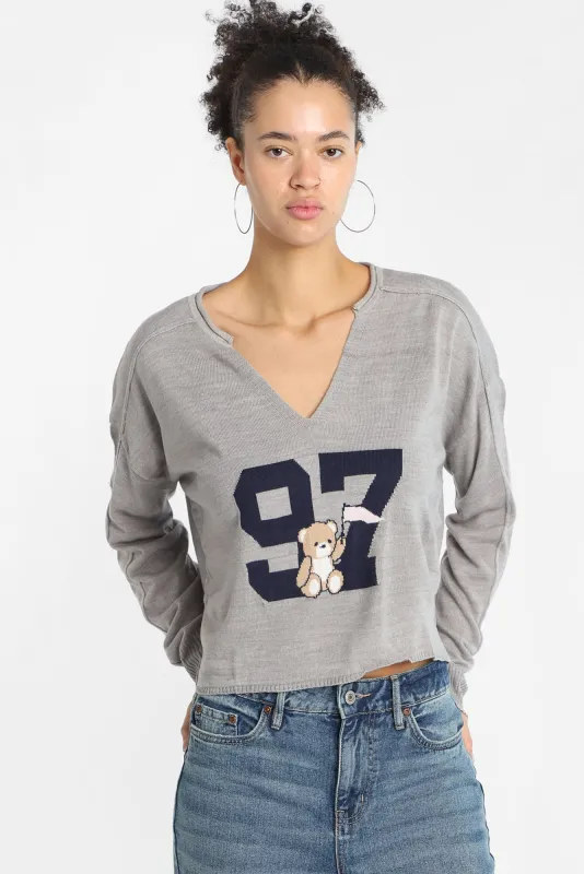 Graphic Notch Neck Sweater sold by Bluenotes