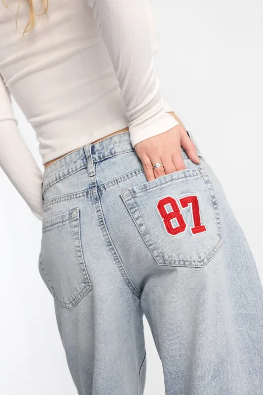 AERO 87 Embroidered Low Rise Baggy Jeans sold by Bluenotes
