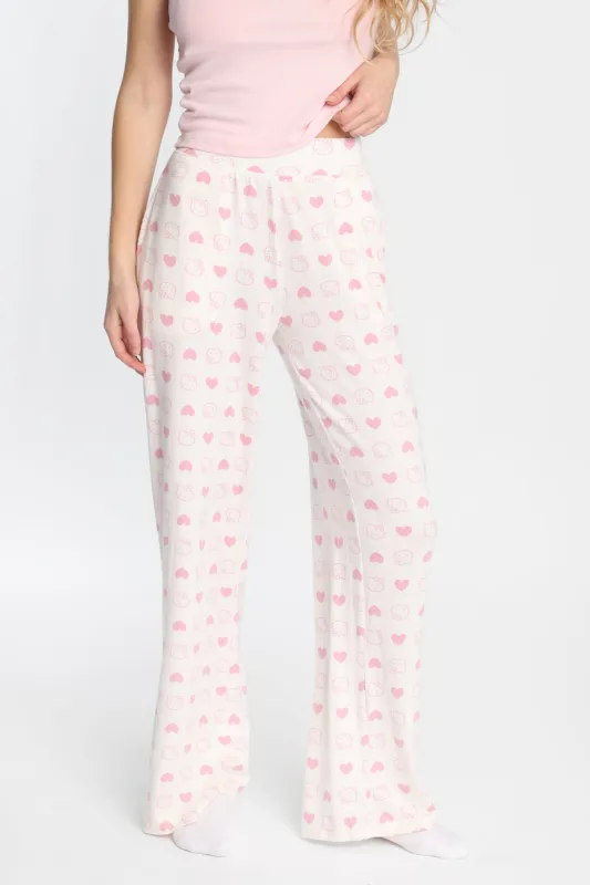 Hello Kitty Heart Super Soft Wide Leg Pajama Pants sold by Bluenotes