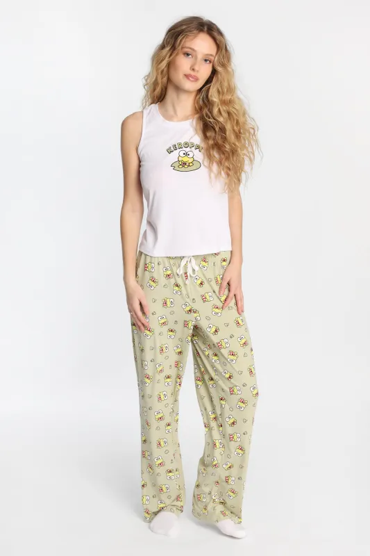Keroppi Ribbed Pajama Tank Top And Pants 2-Piece Set sold by Bluenotes