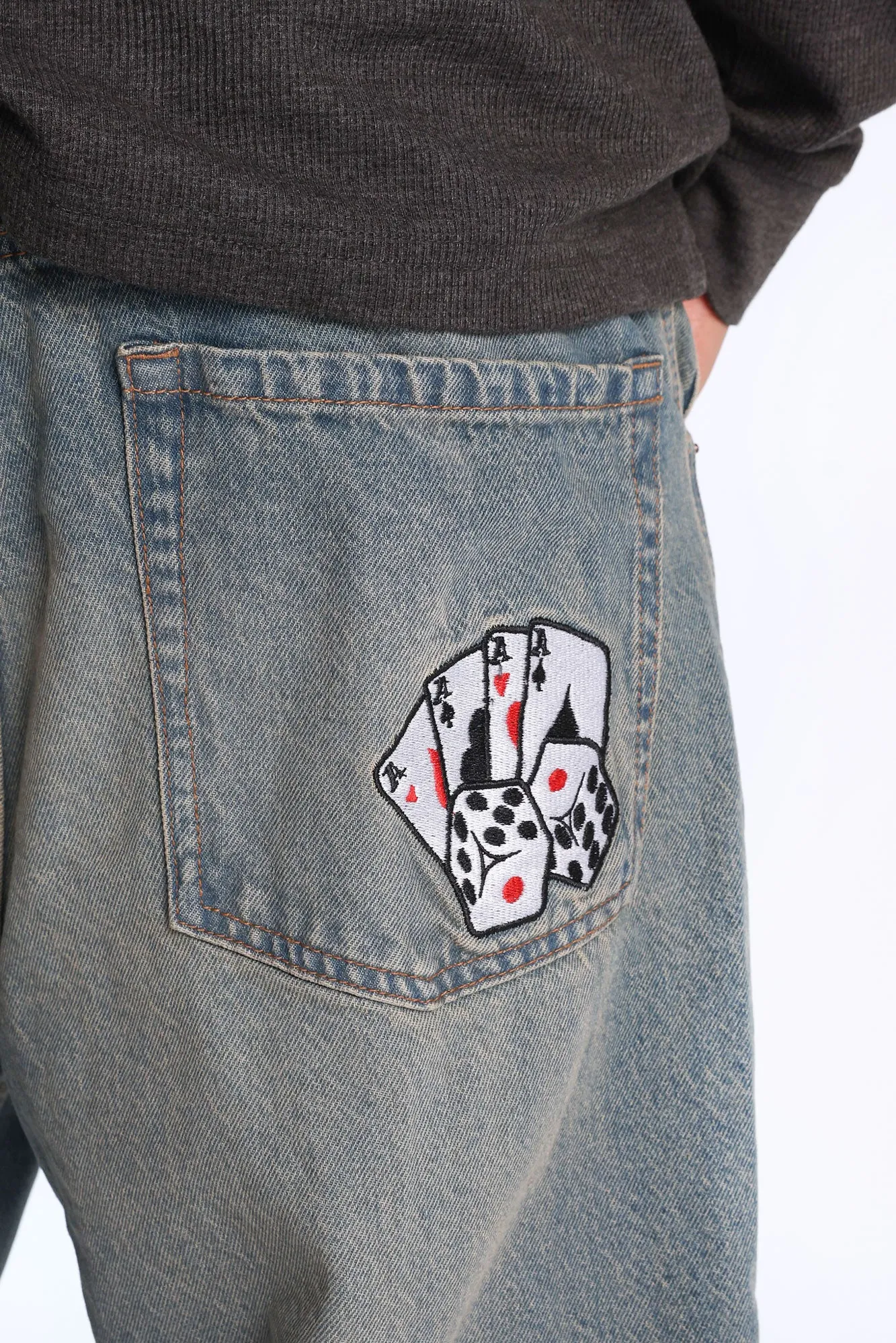 Playing Cards Embroidered Skater Jeans sold by Bluenotes product image thumbnail 2