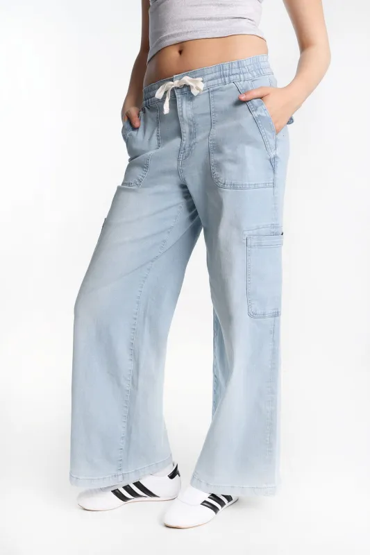 AERO High Rise Drapey Baggy Cargo Jeans sold by Bluenotes