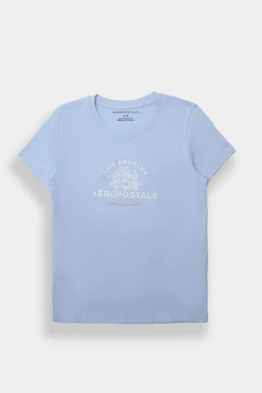 AERO Los Angeles Flower Embroidered Graphic Classic Tee sold by Bluenotes