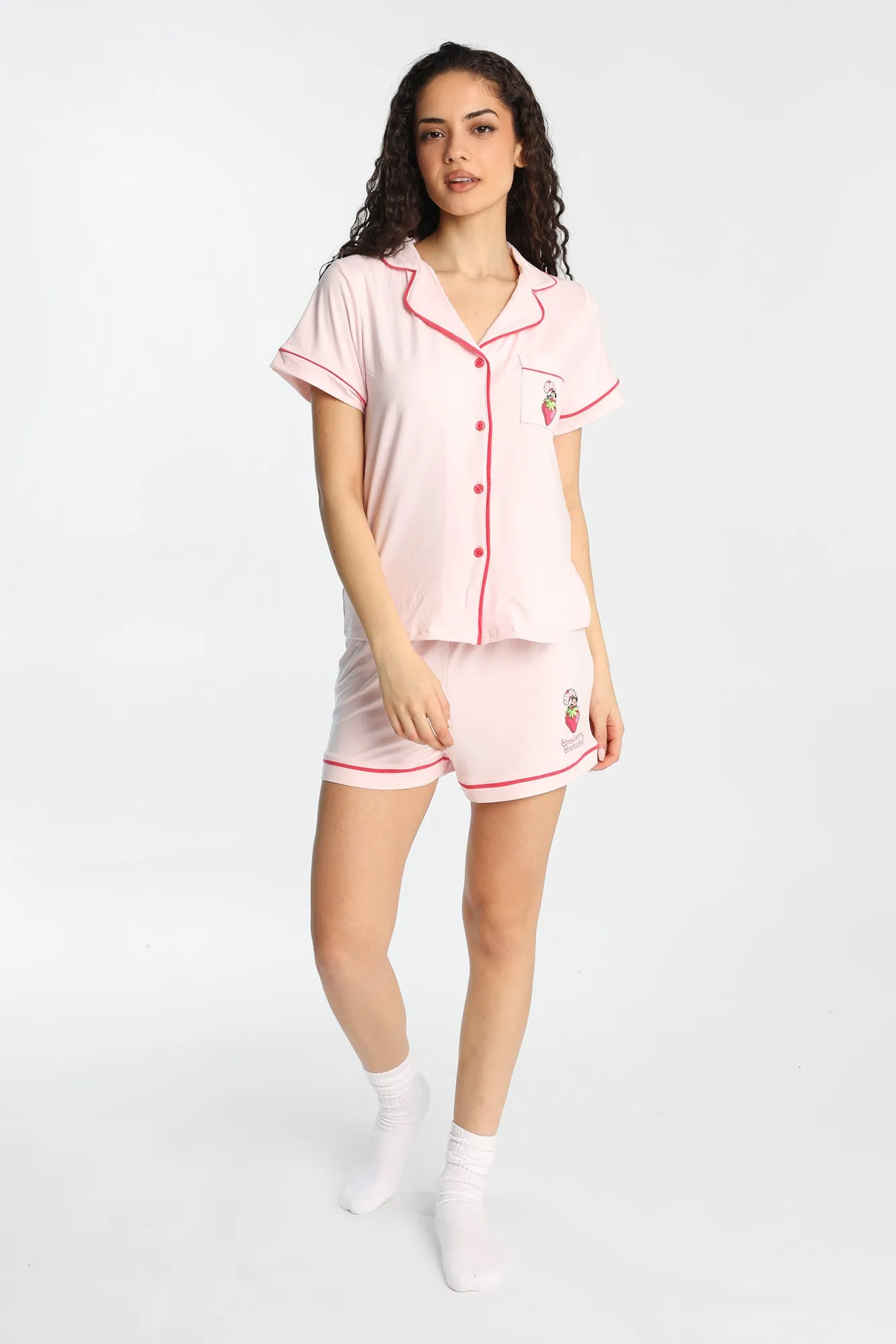 Strawberry Shortcake Super Soft Printed Dad Pajama Shirt & Shorts 2-Piece Set sold by Bluenotes product image thumbnail 4