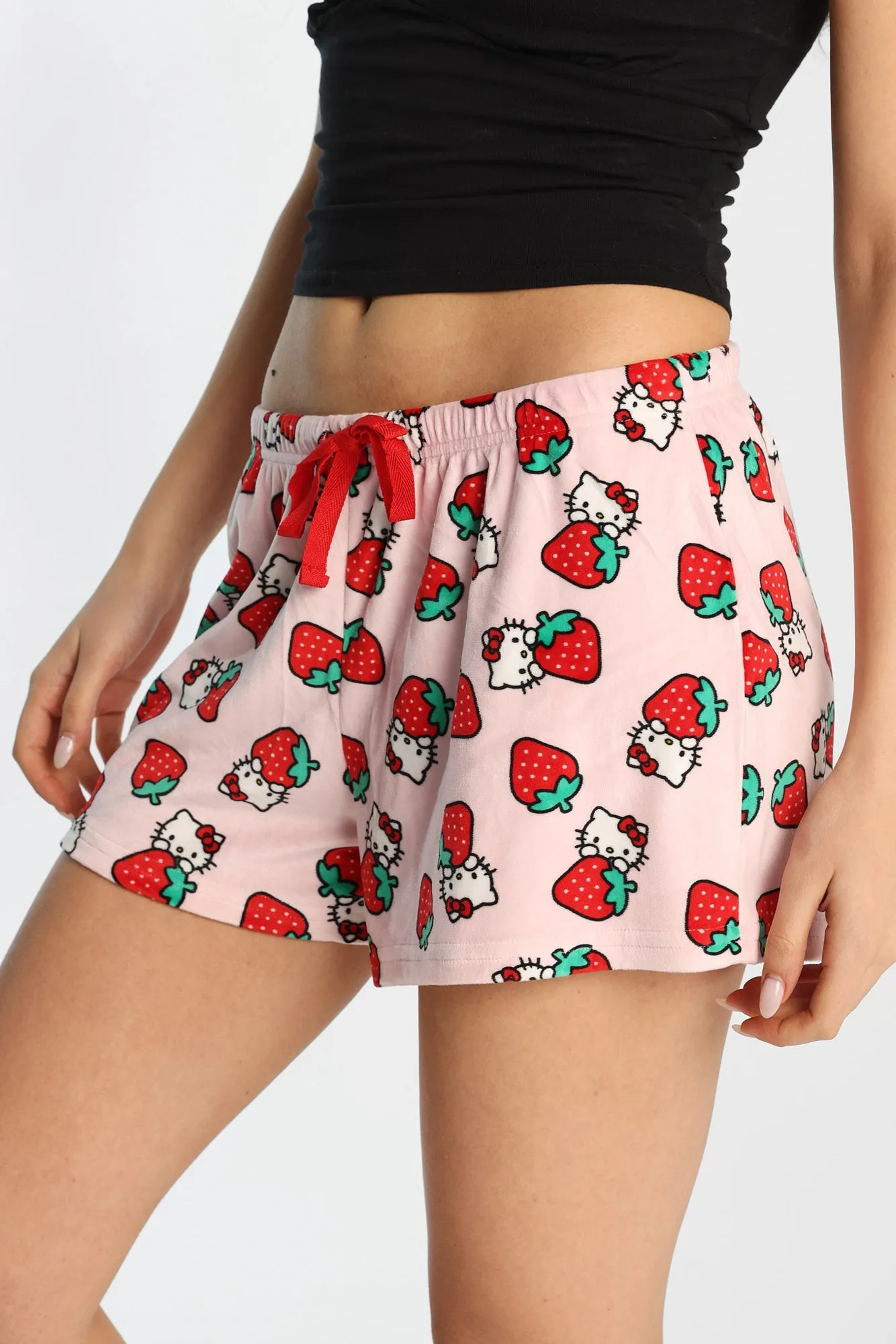 Hello Kitty Strawberry Velour Pajama Shorts sold by Bluenotes product image thumbnail 2