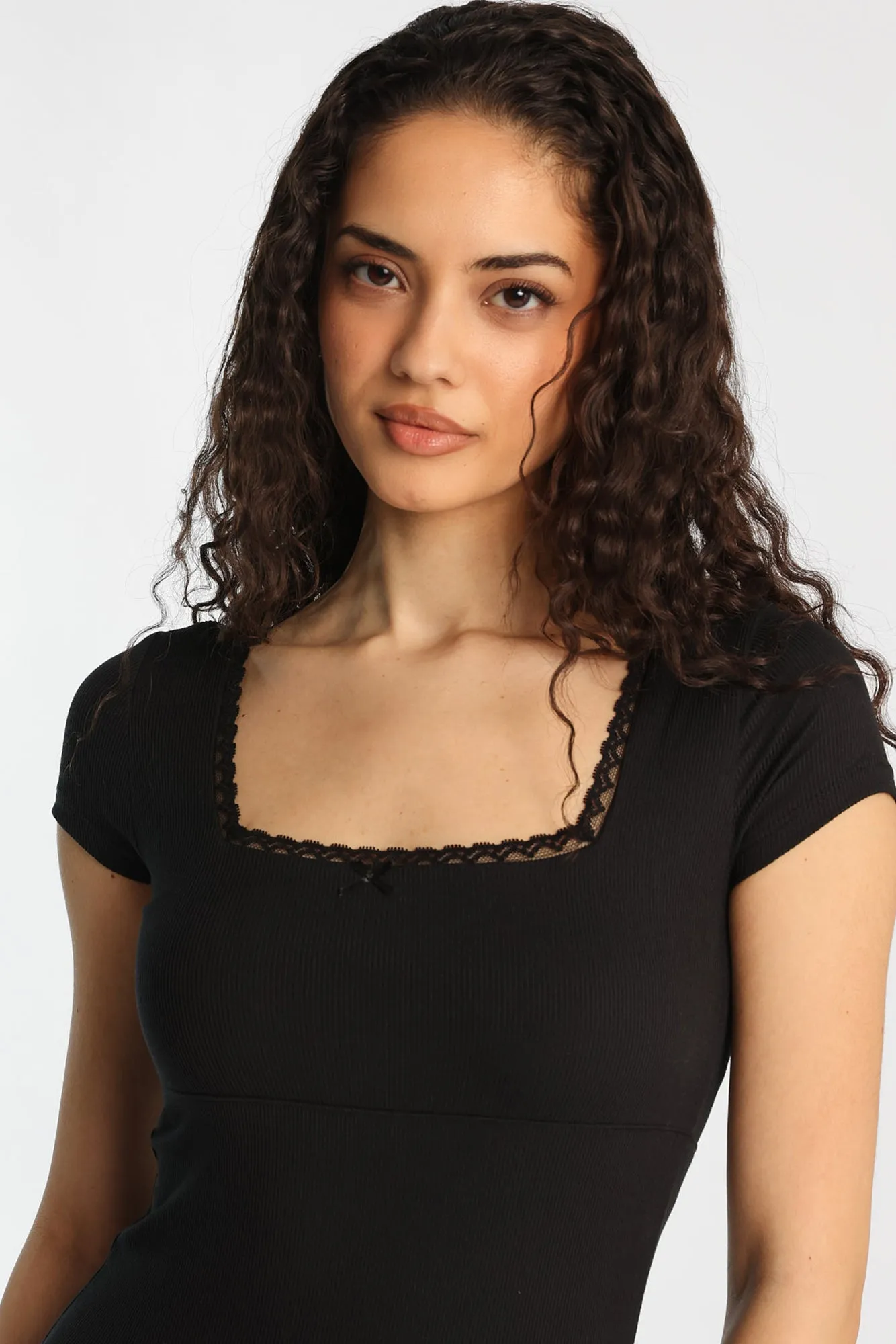 Super Soft Ribbed Short Sleeve Square Neck Bodysuit sold by Bluenotes product image thumbnail 3