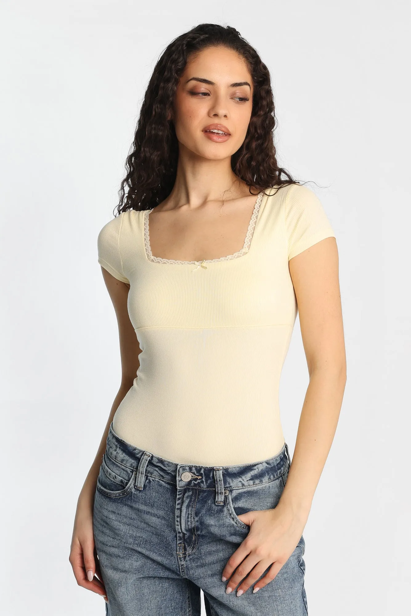 Super Soft Ribbed Short Sleeve Square Neck Bodysuit sold by Bluenotes