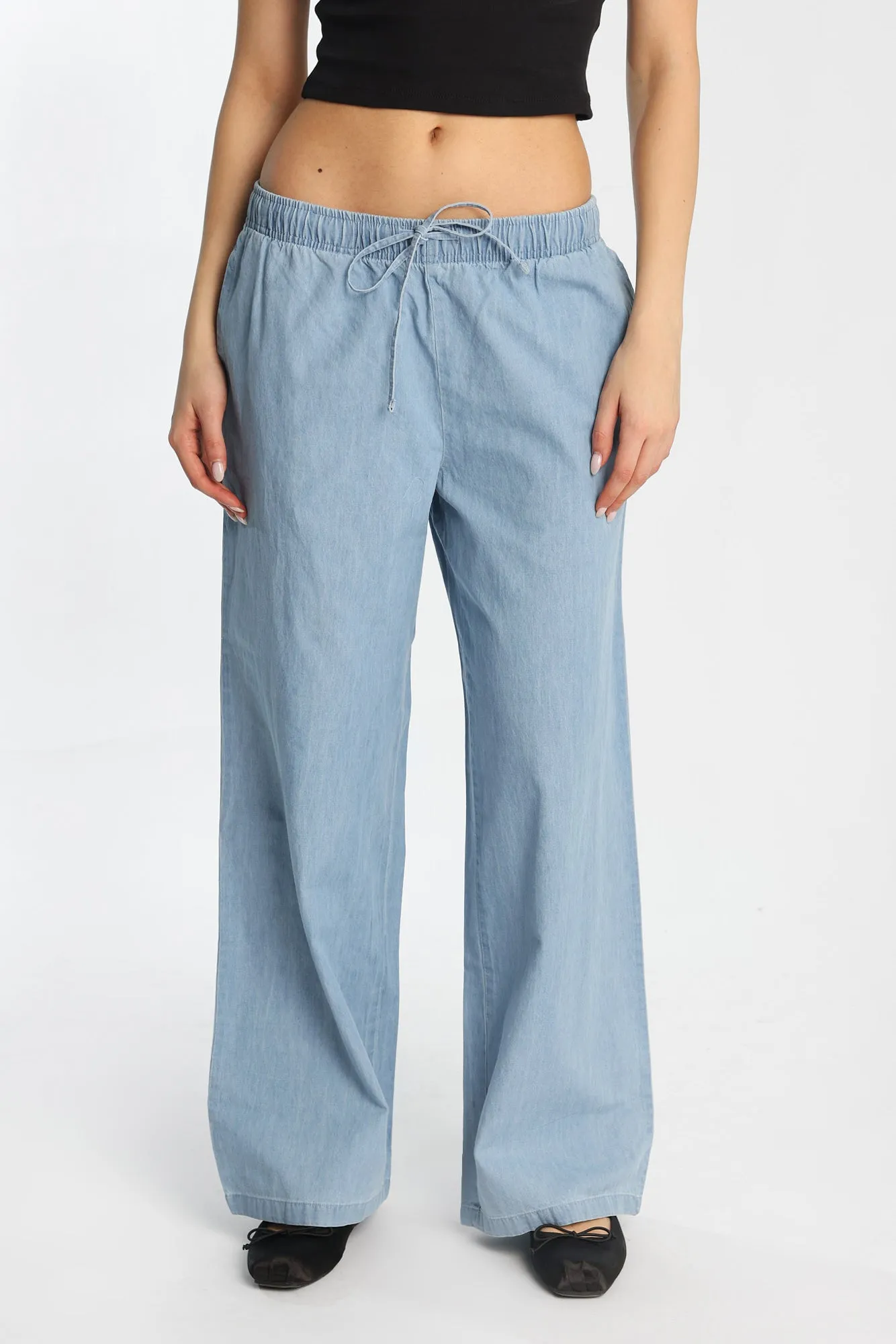 Chambray Drawstring Wide Leg Pants sold by Bluenotes product image thumbnail 5