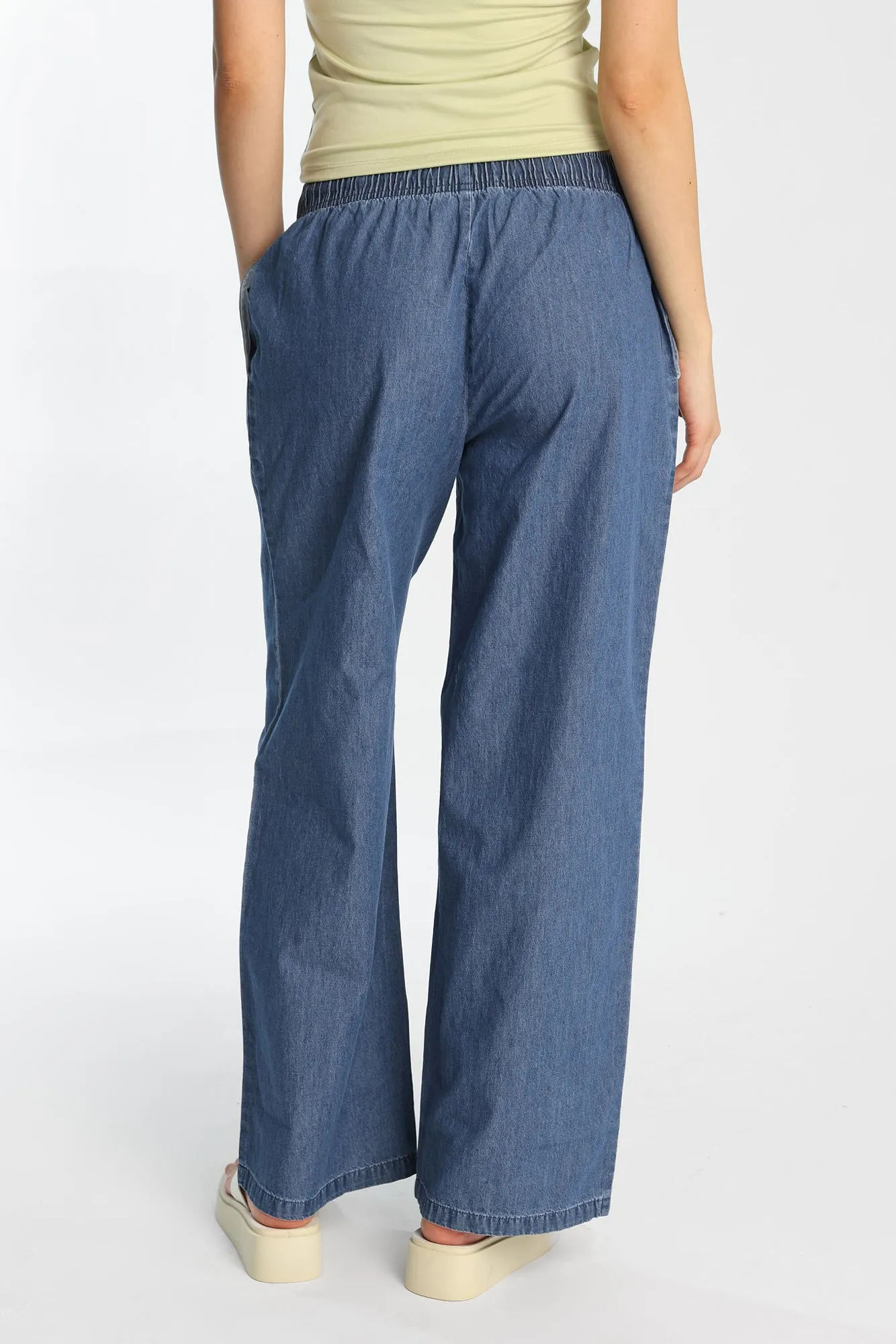 Chambray Drawstring Wide Leg Pants sold by Bluenotes product image thumbnail 3