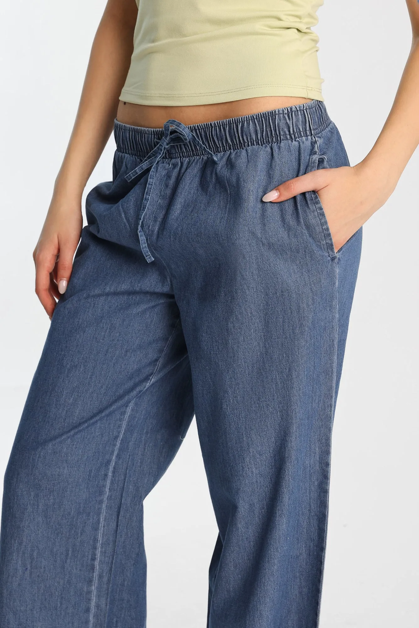 Chambray Drawstring Wide Leg Pants sold by Bluenotes product image thumbnail 2