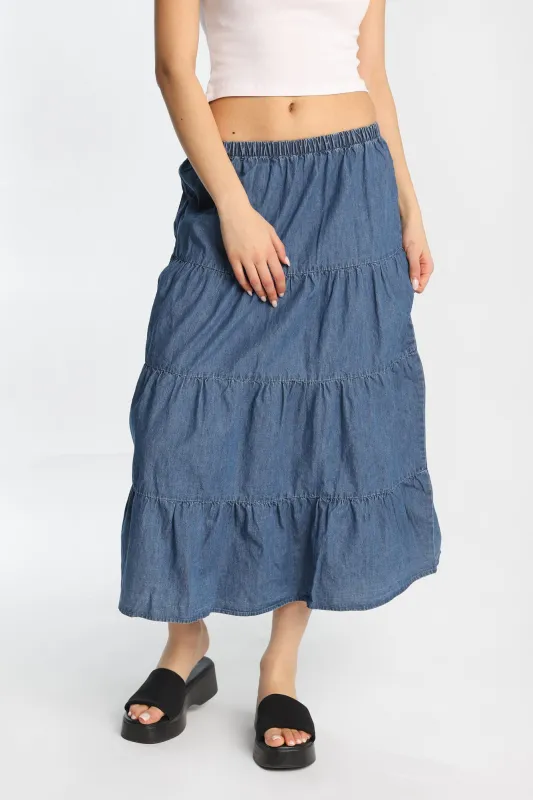 Chambray Maxi Skirt sold by Bluenotes