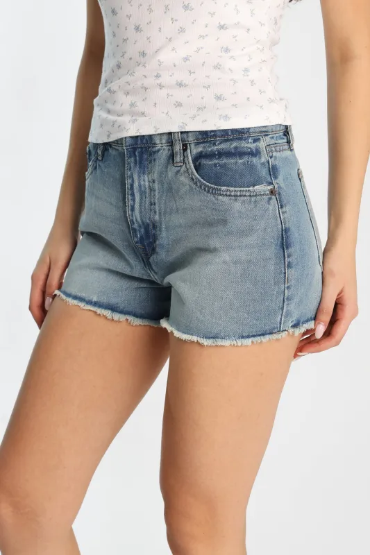 High Rise Mom Denim Shorts sold by Bluenotes