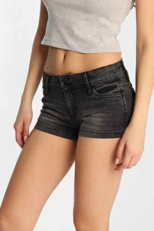 Low Rise Mini Denim Shorts sold by Bluenotes