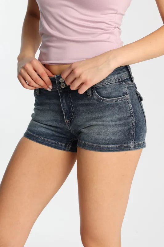 Low Rise Mini Denim Shorts sold by Bluenotes