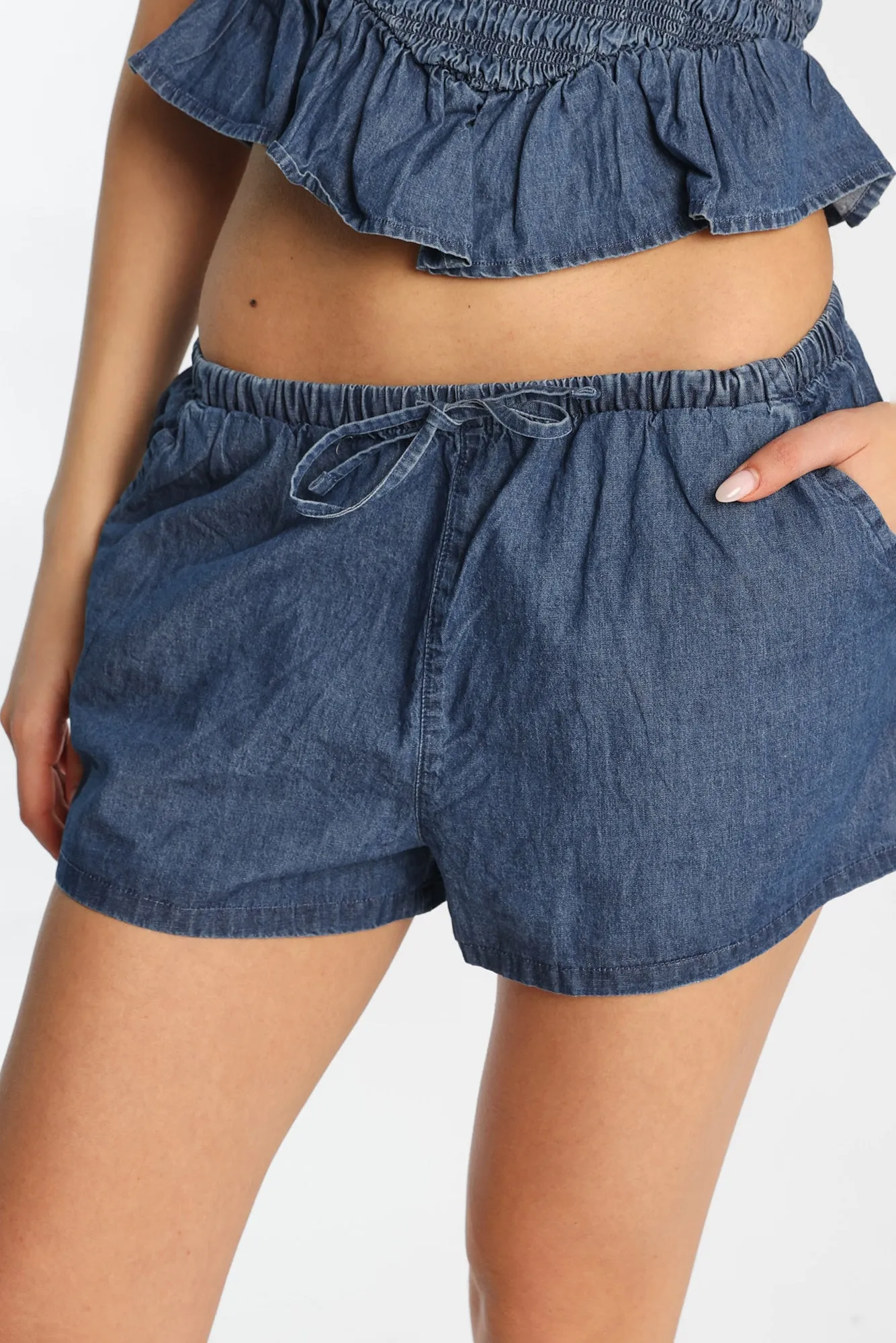 Chambray Drawstrings Shorts sold by Bluenotes product image thumbnail 3