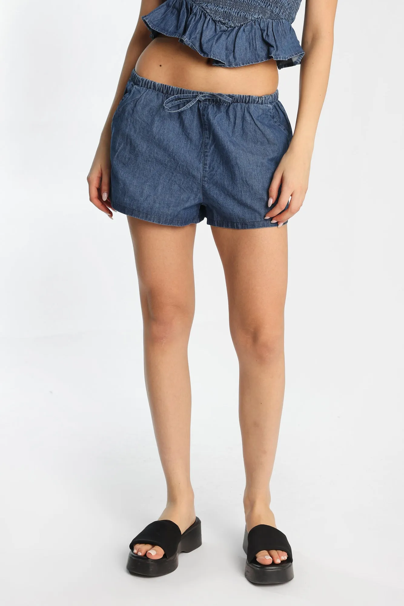 Chambray Drawstrings Shorts sold by Bluenotes product image thumbnail 2