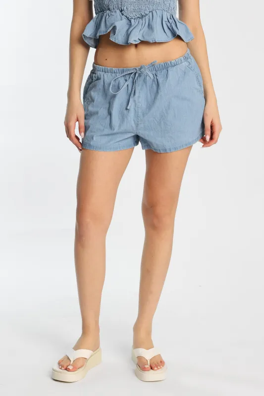 Chambray Drawstrings Shorts sold by Bluenotes