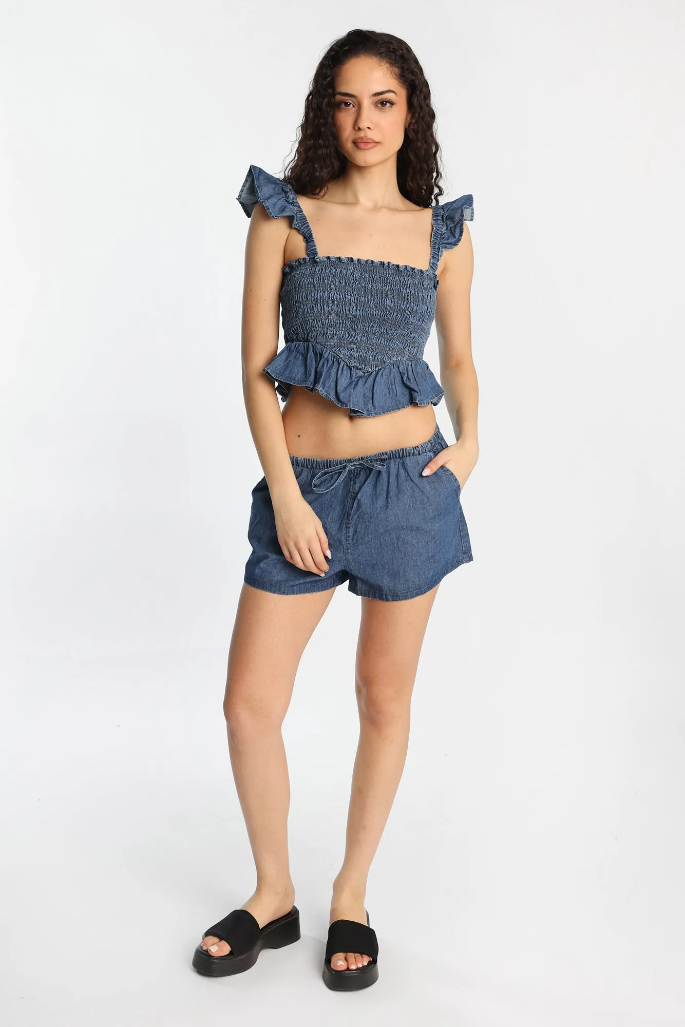 Chambray Drawstrings Shorts sold by Bluenotes product image thumbnail 5