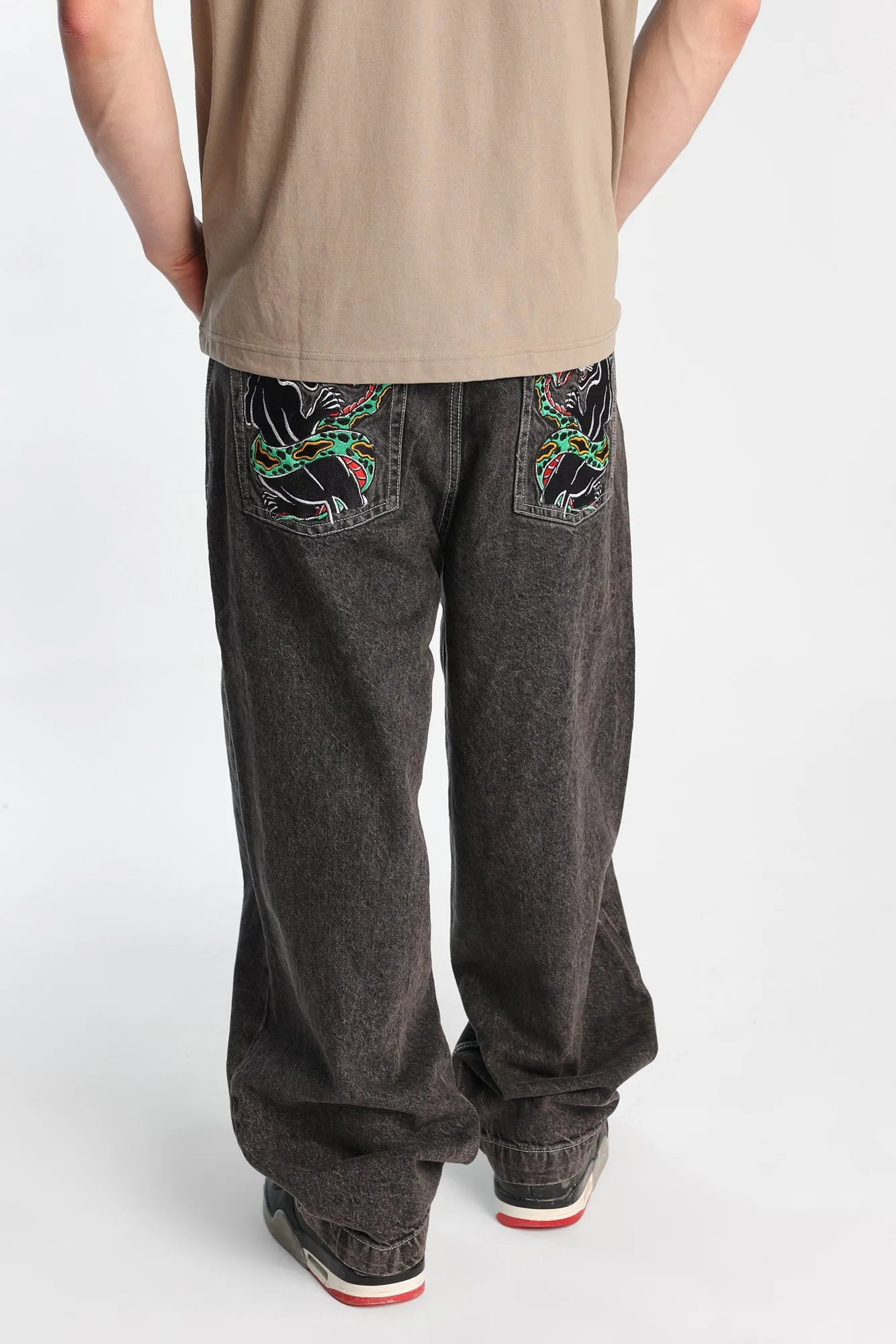 Tiger Snake Embroidered Baggy Jeans sold by Bluenotes