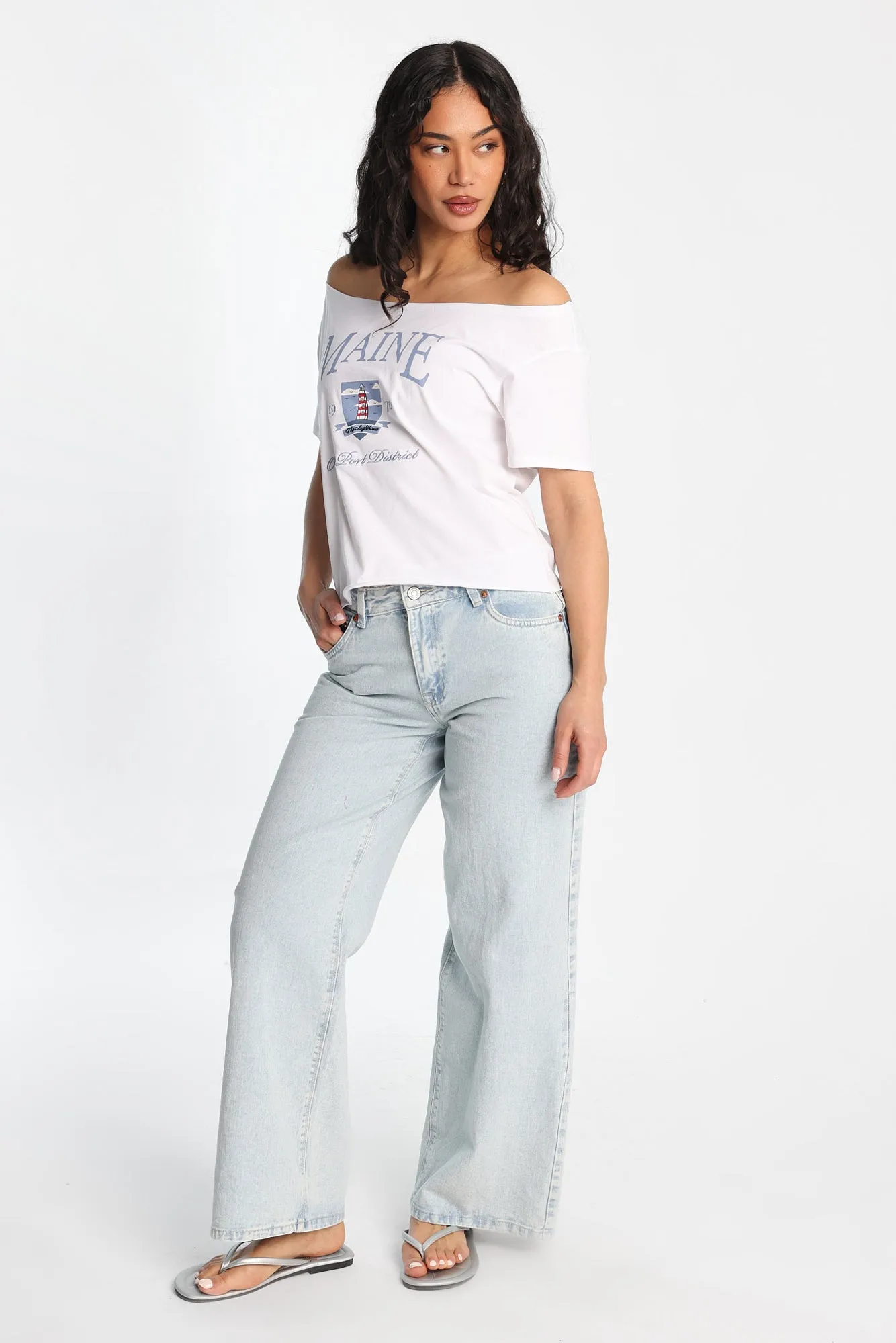 Maine Graphic Off-Shoulder Short Sleeve Tee sold by Bluenotes product image thumbnail 4