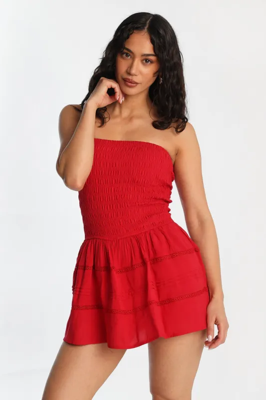 Strapless Smocked Mini Dress made by Bluenotes