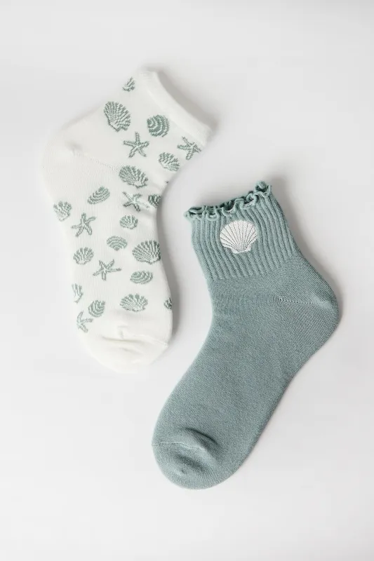 Embroidered Boyfriend Crew Socks 2-Pack made by Bluenotes