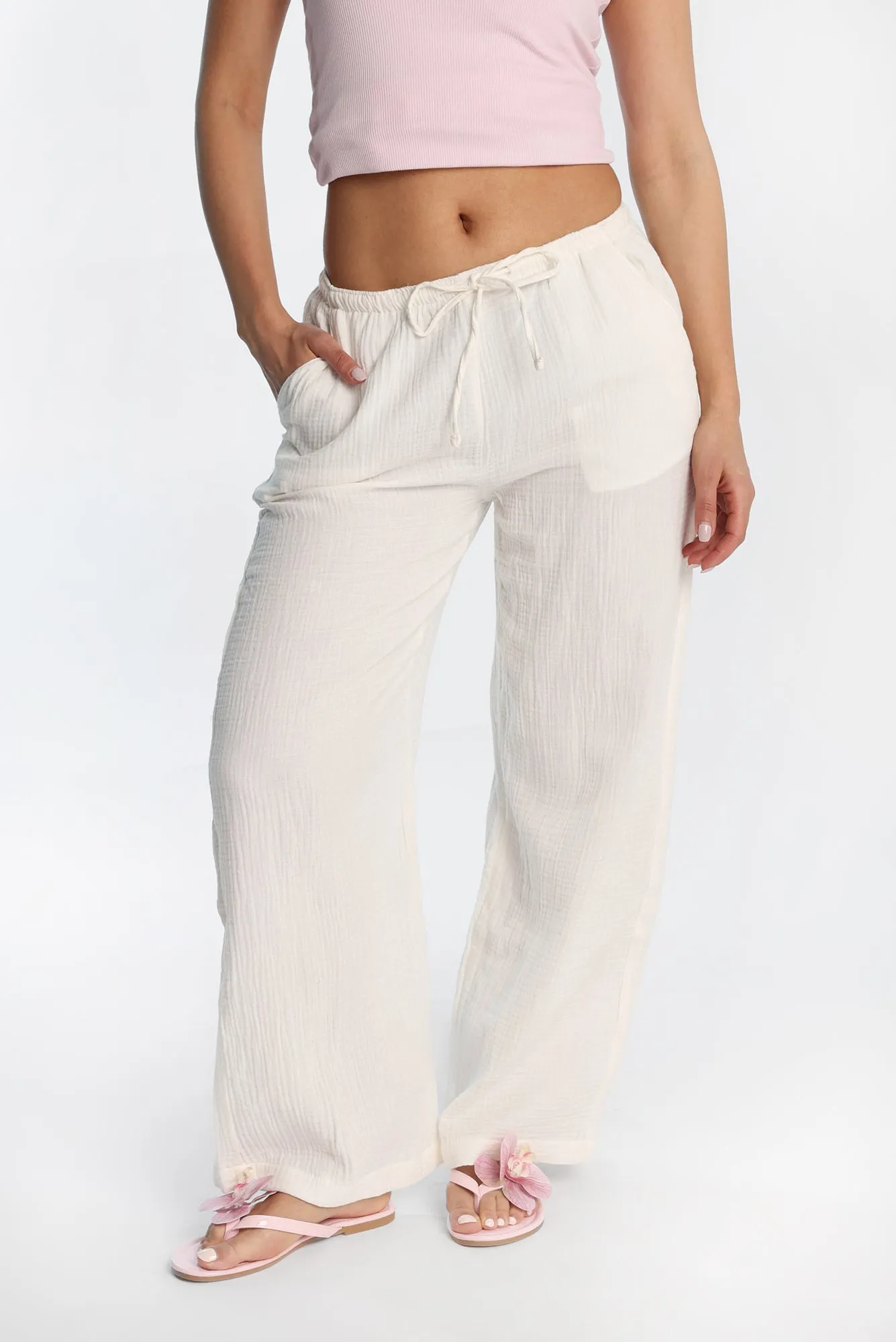 AERO Cotton Gauzy Pull-On Wide Leg Pants sold by Bluenotes product image thumbnail 2