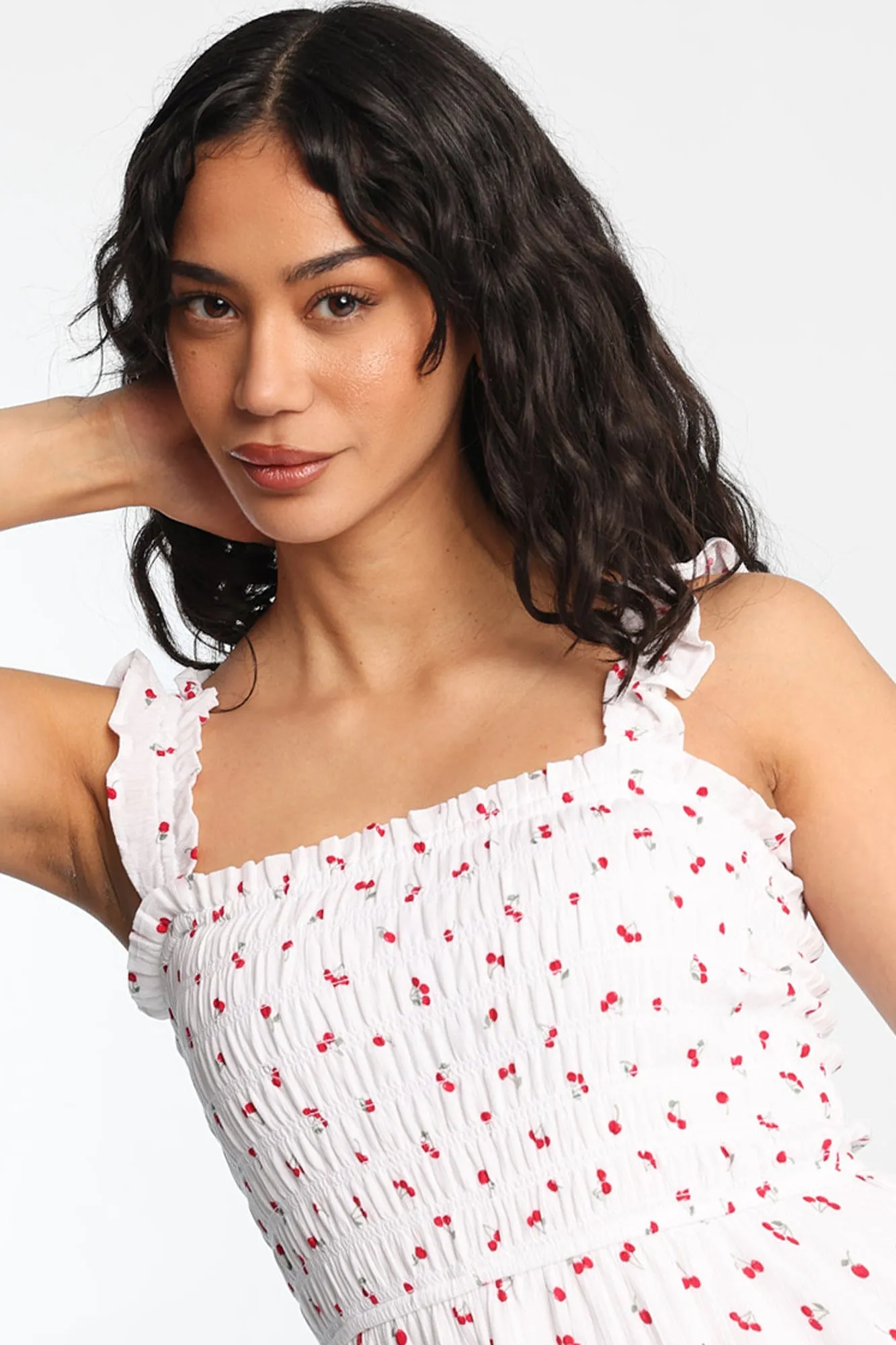 Flutter Strap Tiered Smocked Mini Dress sold by Bluenotes product image thumbnail 3