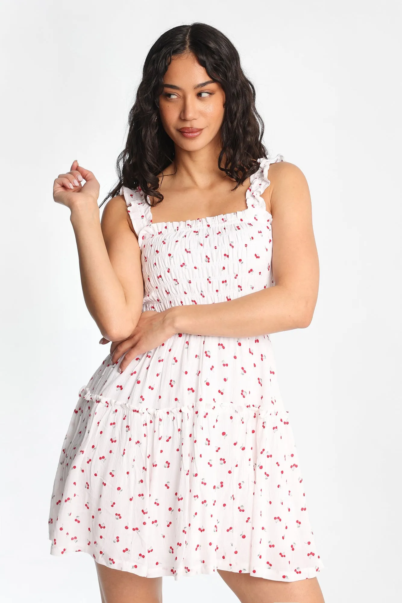 Flutter Strap Tiered Smocked Mini Dress sold by Bluenotes product image thumbnail 2
