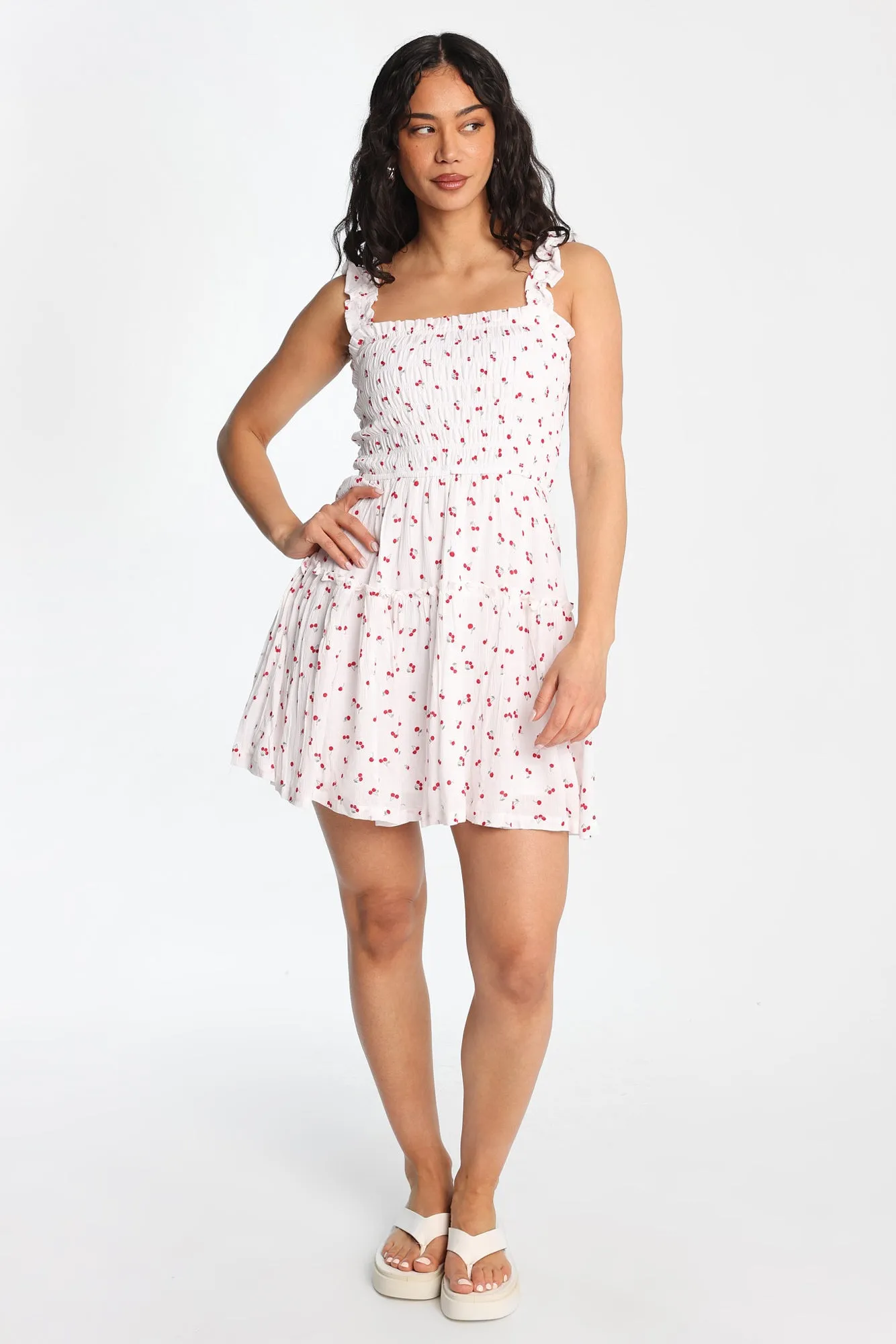 Flutter Strap Tiered Smocked Mini Dress sold by Bluenotes product image thumbnail 5