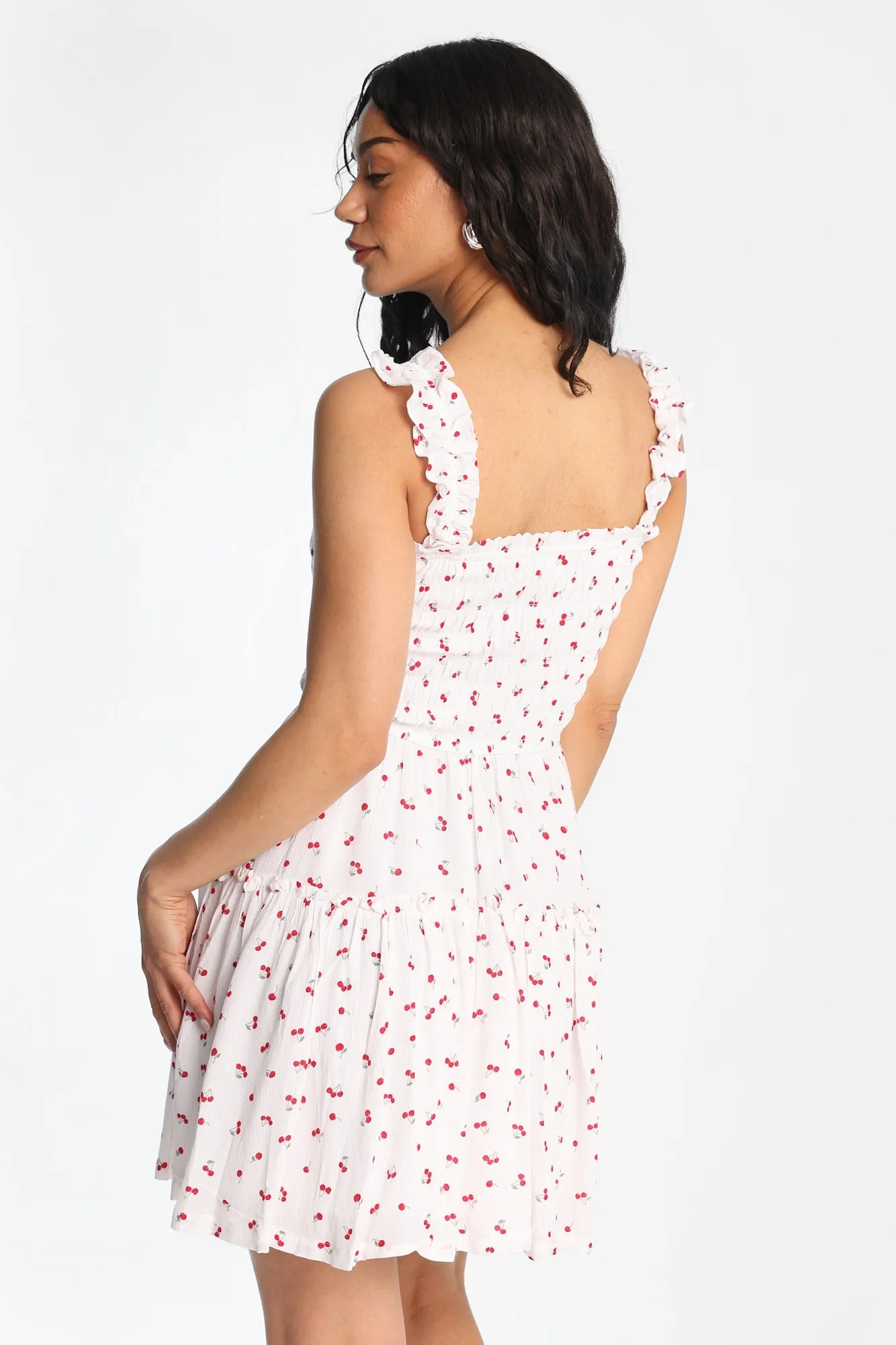 Flutter Strap Tiered Smocked Mini Dress sold by Bluenotes product image thumbnail 4