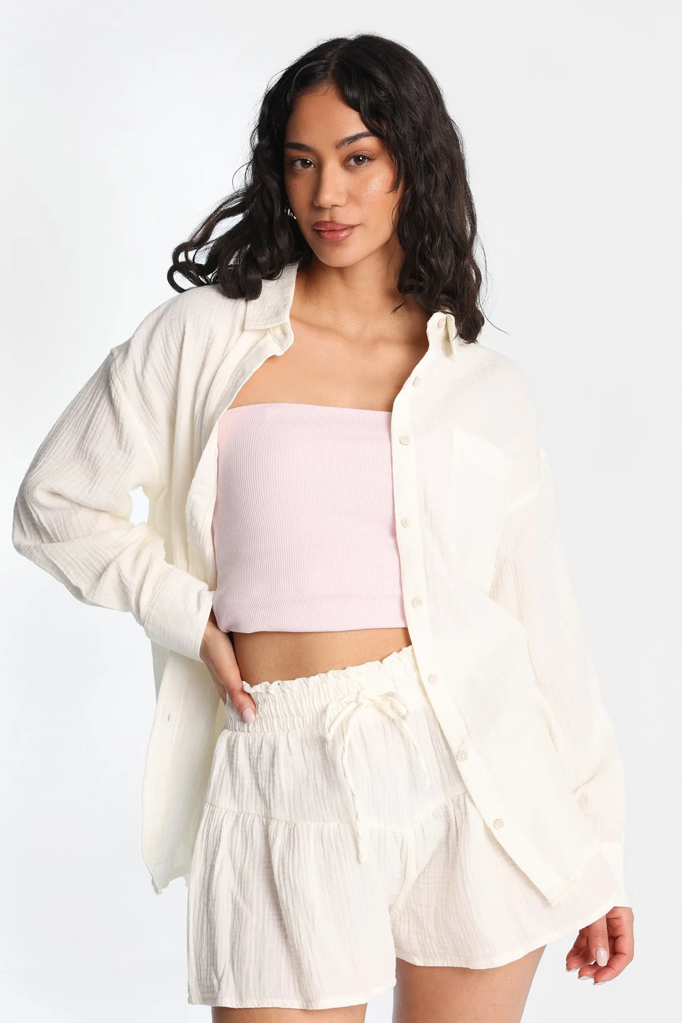 AERO Cotton Gauzy Button-Up Oversized Shirt sold by Bluenotes product image thumbnail 2