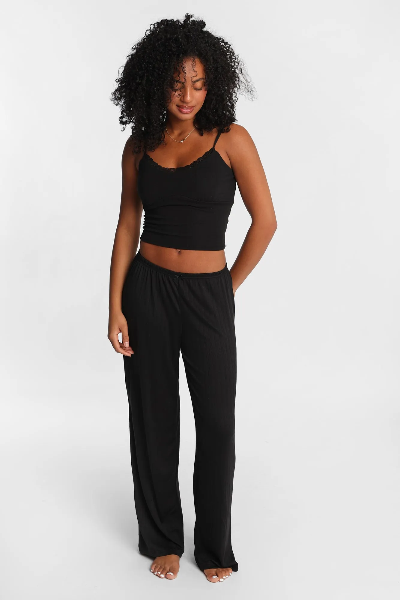 Pointelle Knit Wide Leg Pajama Pants sold by Bluenotes product image thumbnail 5