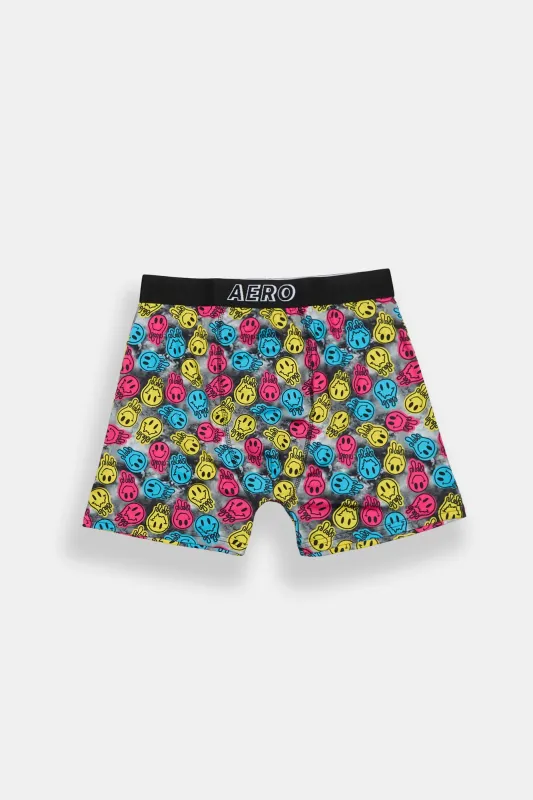 AERO Drippy Neon Smiley Face Printed Boxer Briefs made by Aeropostale