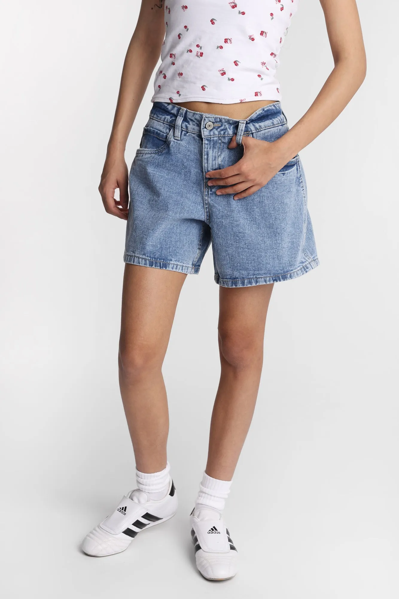 Low Rise Bow Embroidered Baggy Denim Shorts sold by Bluenotes product image thumbnail 2