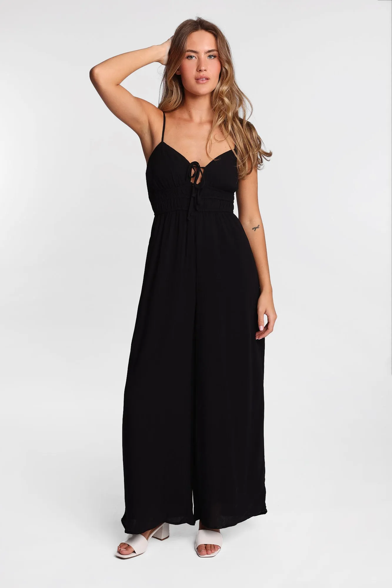 AERO Gauzy Tie-Front Wide Leg Jumpsuit sold by Bluenotes product image thumbnail 2