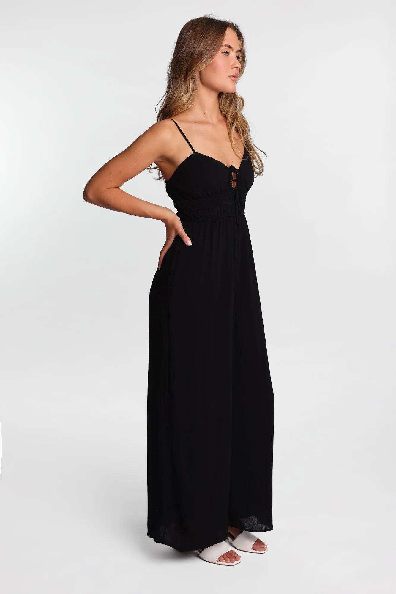 AERO Gauzy Tie-Front Wide Leg Jumpsuit sold by Bluenotes product image thumbnail 4