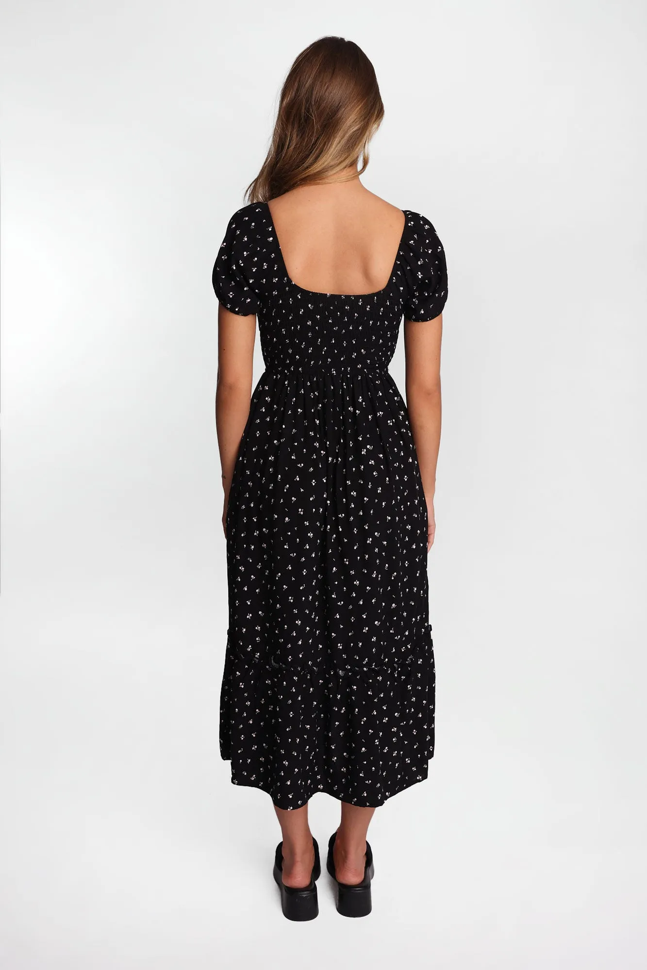 AERO Cap Sleeve Side Smocked Midi Dress sold by Bluenotes product image thumbnail 5