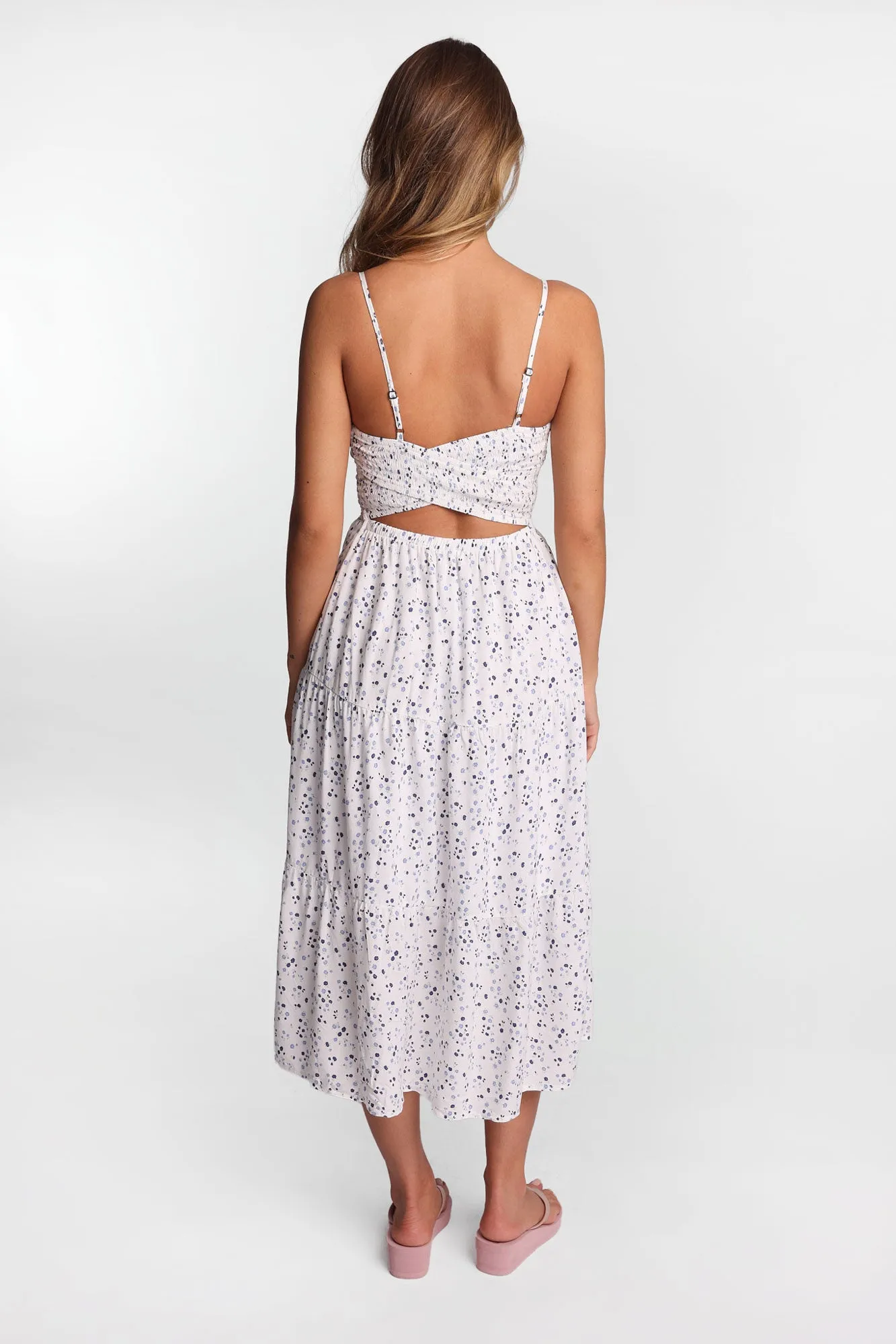 Smocked Waist Cross-Back Maxi Dress sold by Bluenotes product image thumbnail 5