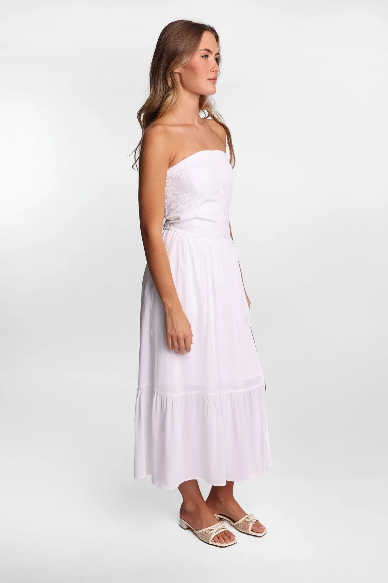 Strapless Embroidered Bustier Maxi Dress sold by Bluenotes product image thumbnail 4