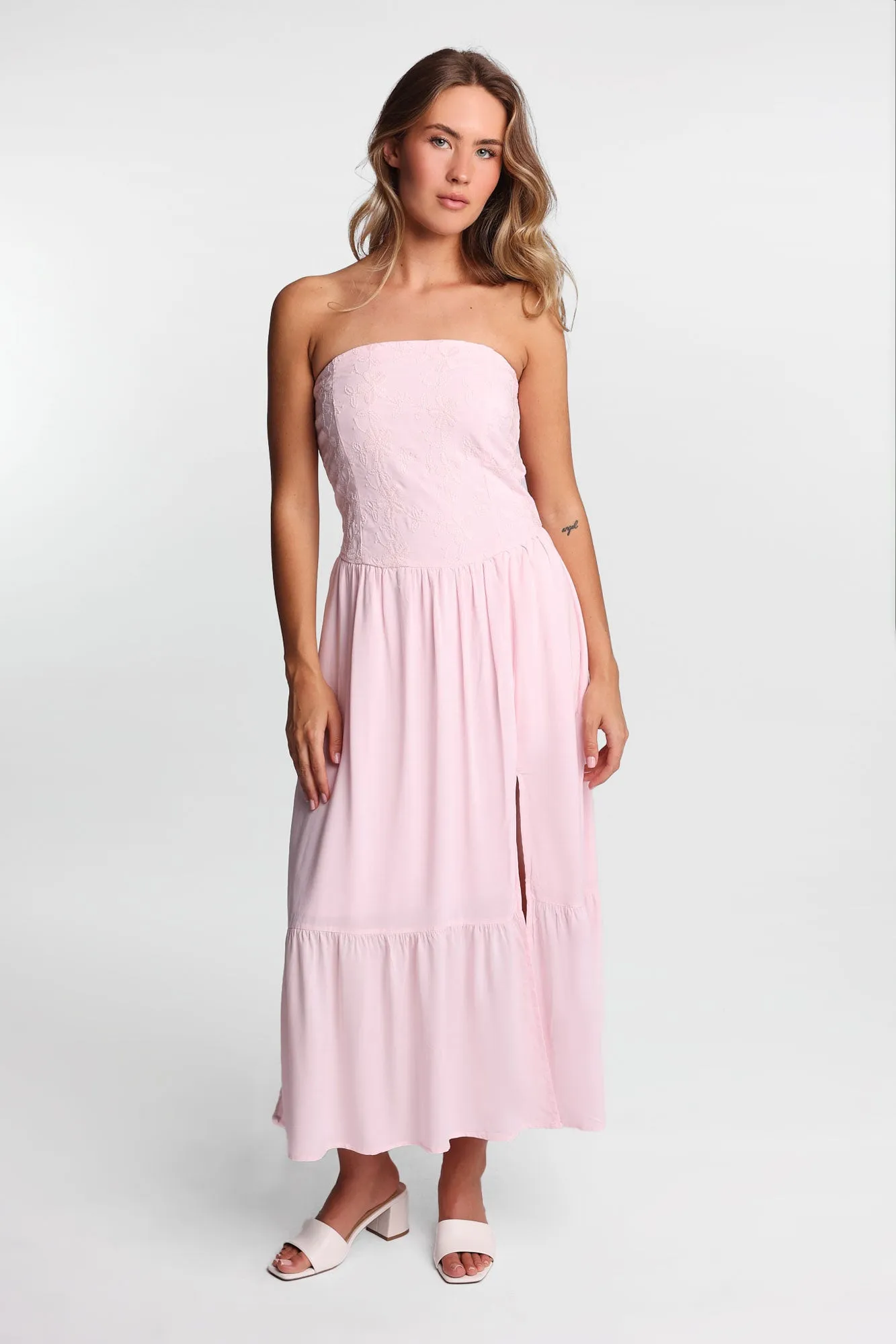 Strapless Embroidered Bustier Maxi Dress sold by Bluenotes