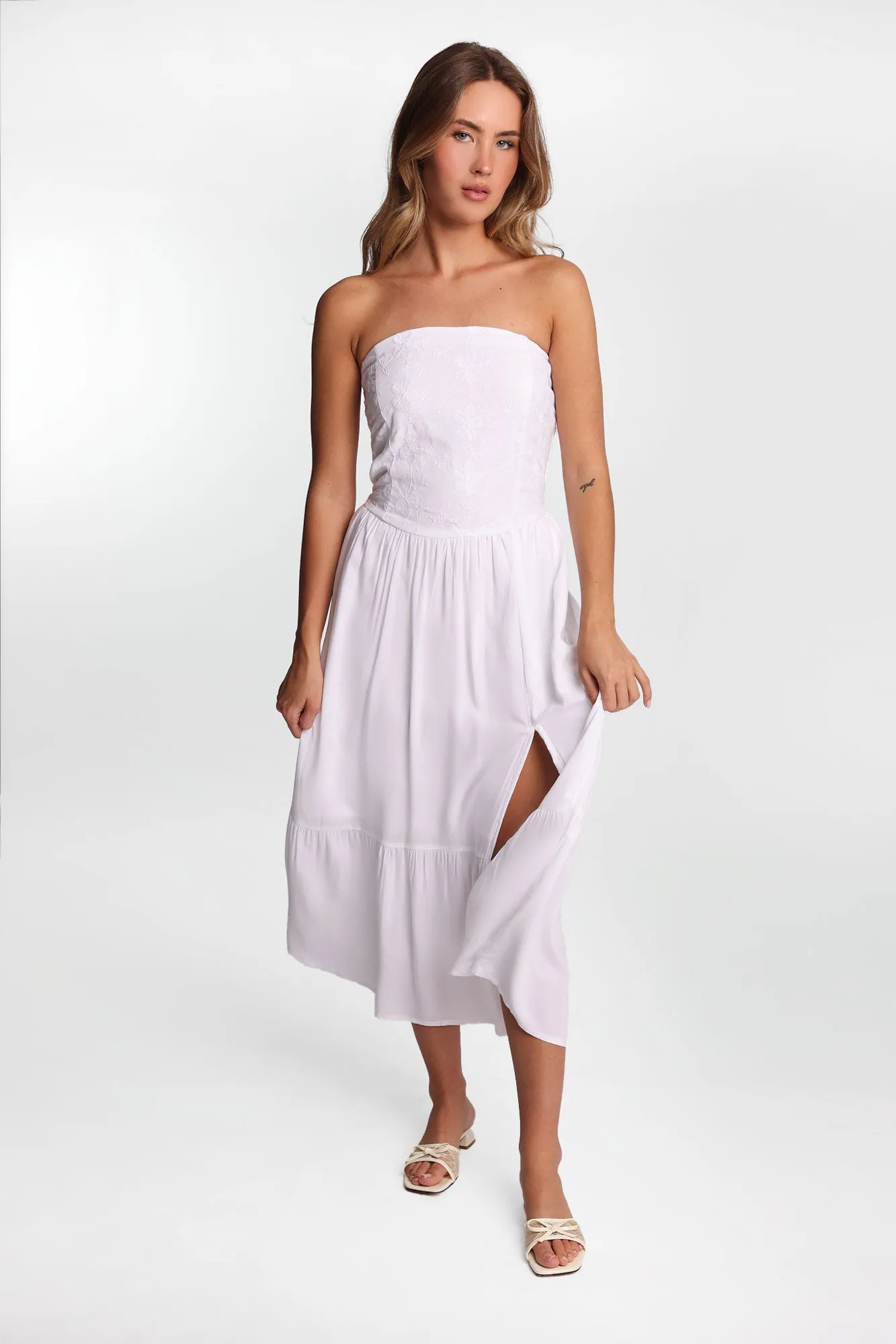 Strapless Embroidered Bustier Maxi Dress sold by Bluenotes product image thumbnail 2