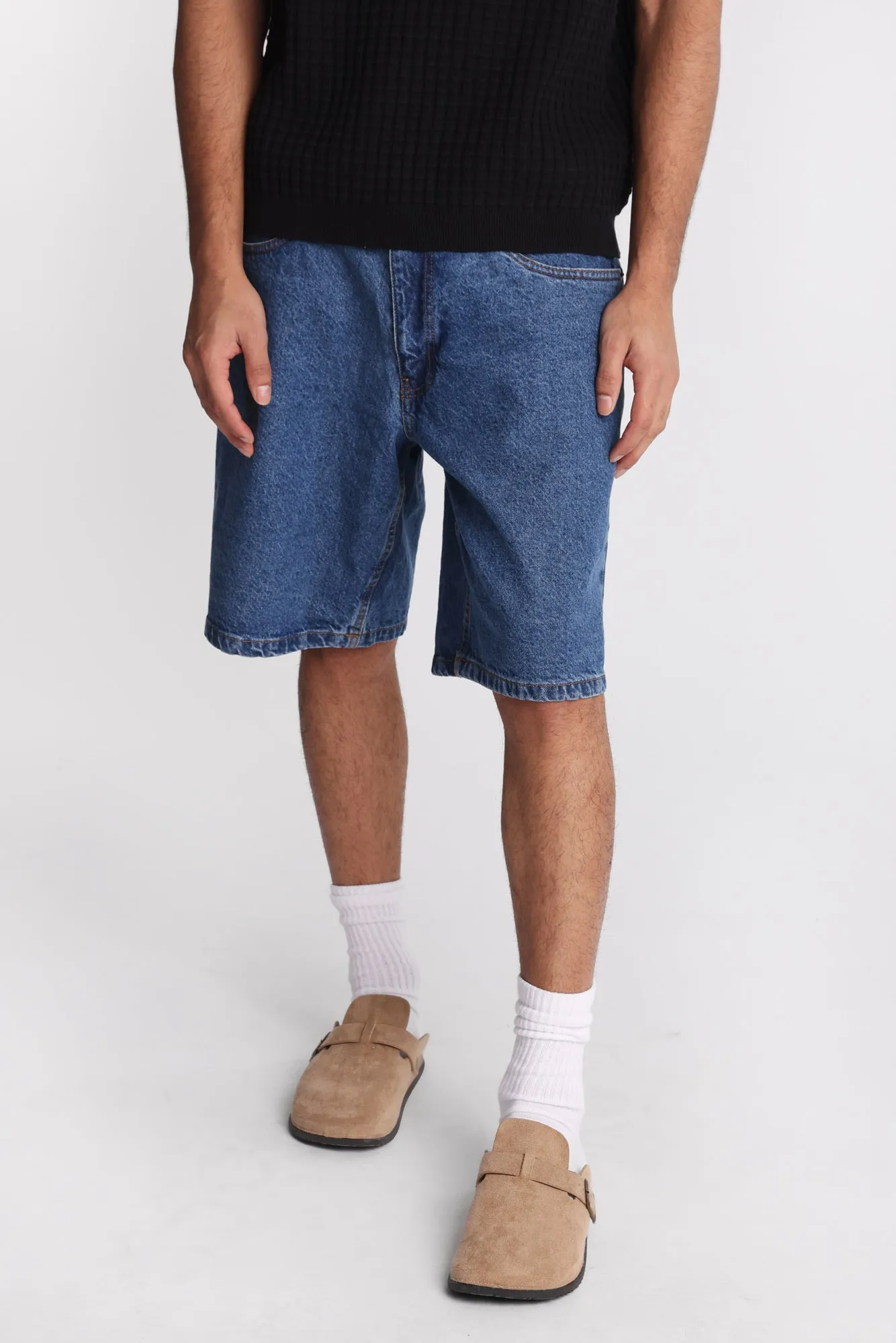 Snake & Rose Embroidered Loose Denim Shorts sold by Bluenotes product image thumbnail 2