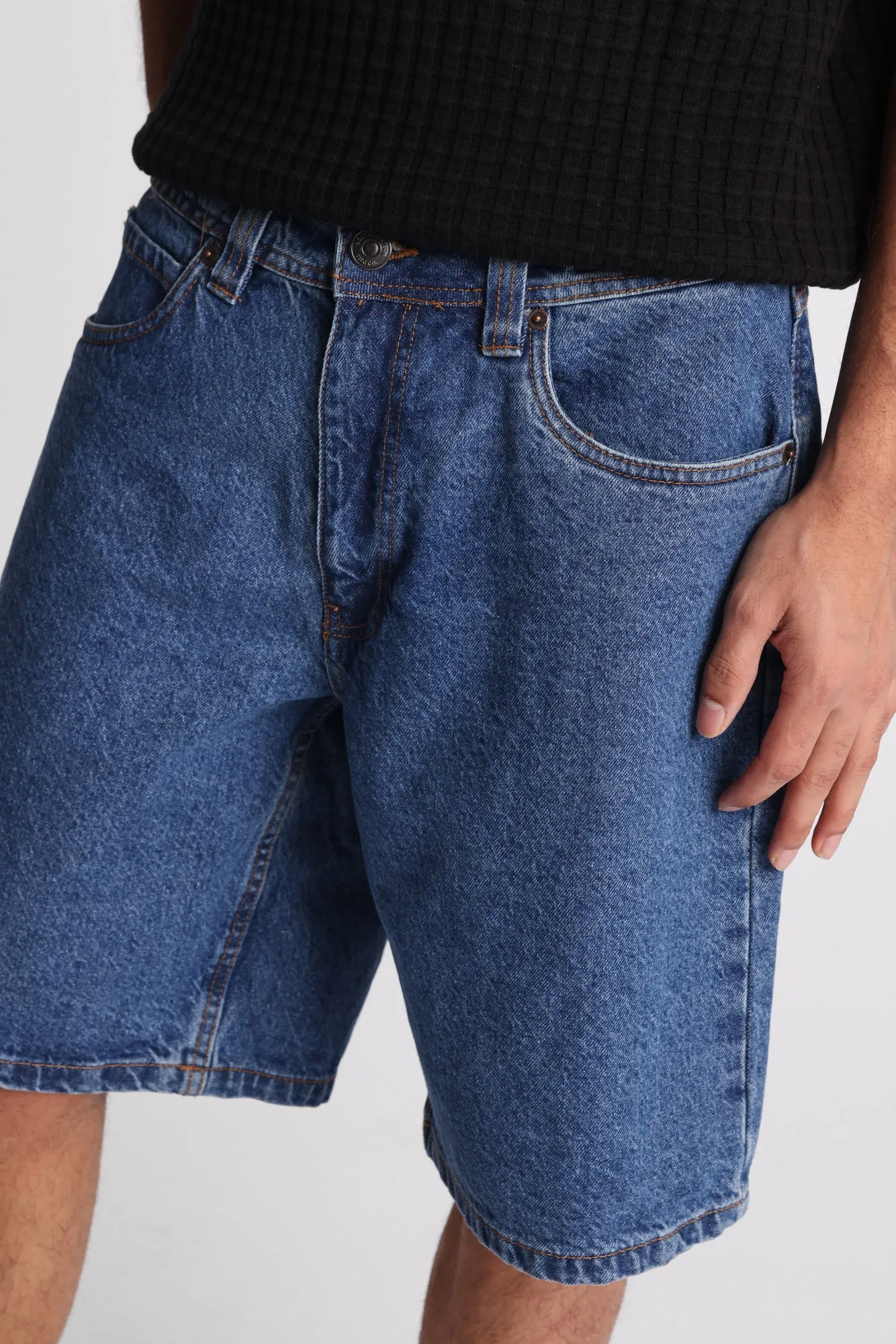 Snake & Rose Embroidered Loose Denim Shorts sold by Bluenotes product image thumbnail 3