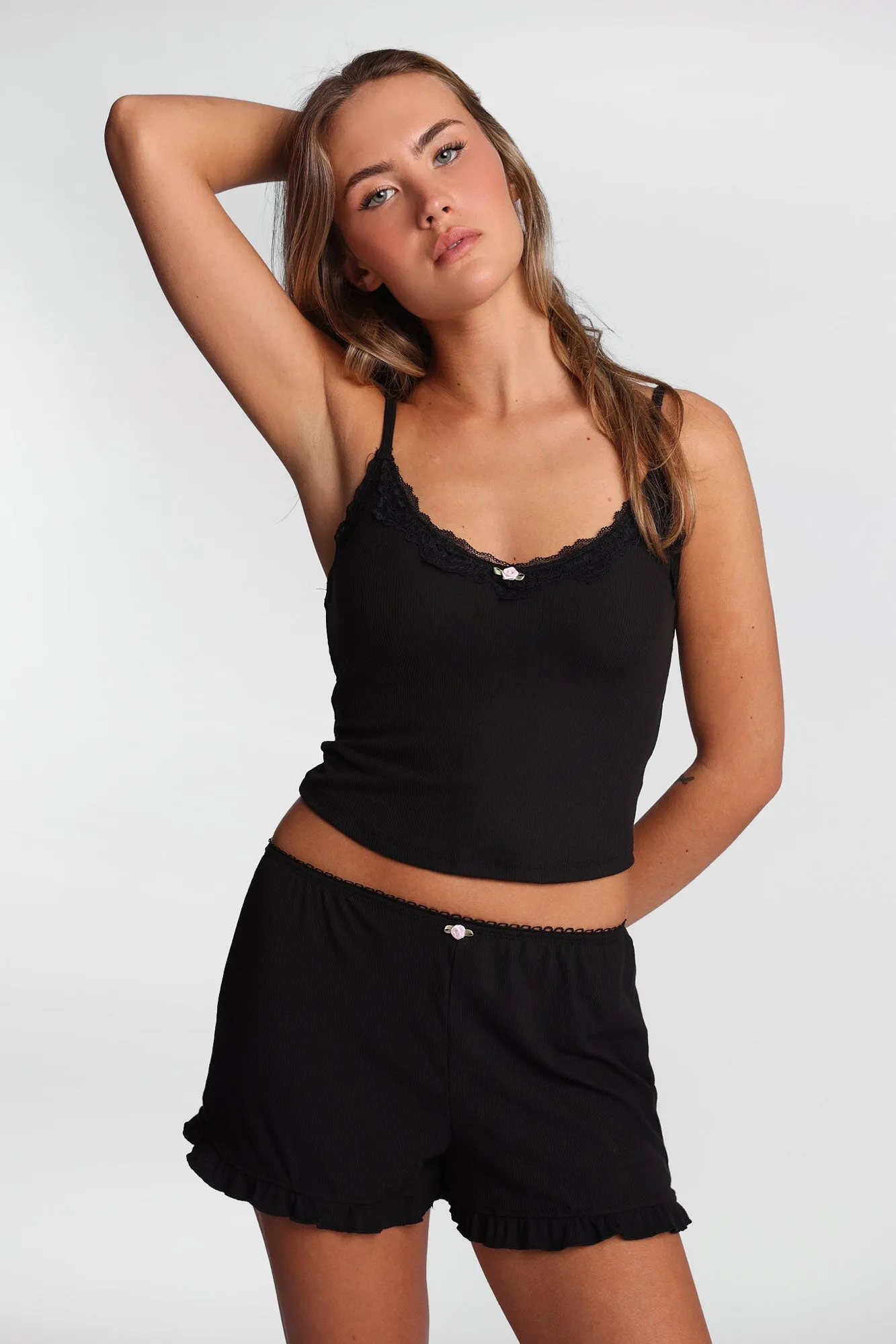 Super Soft Ribbed Knit Pajama Tank Top & Shorts 2-Piece Set sold by Bluenotes product image thumbnail 2