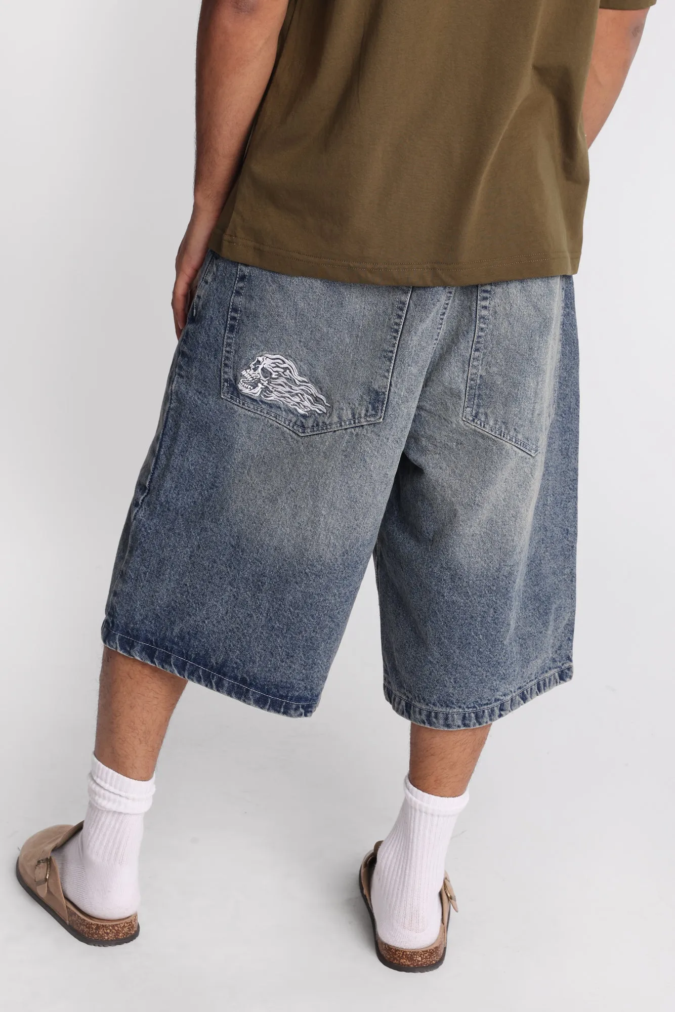 Flaming Skull Baggy Jorts sold by Bluenotes product image thumbnail 4